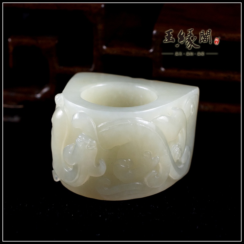 黄皮籽料扳指 兽面