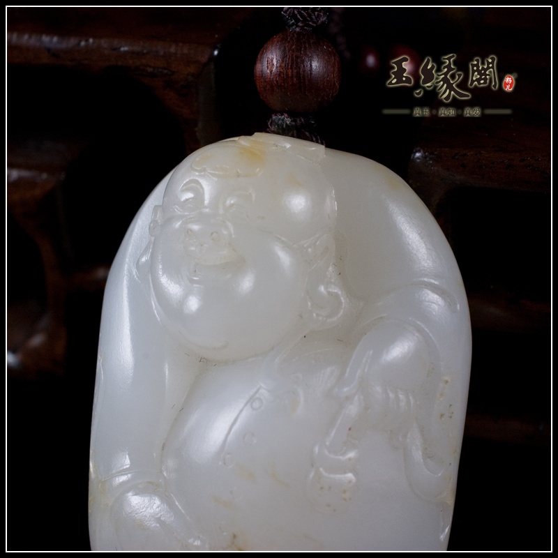 白玉籽料把件 童子击鼓