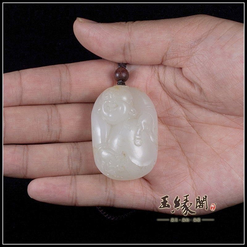 白玉籽料把件 童子击鼓
