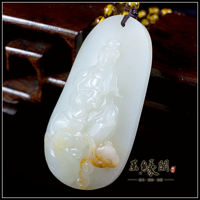 白玉籽料骑凤牌 观音