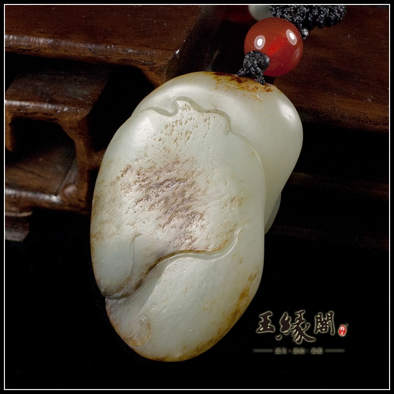 褐皮籽料挂件 恩爱