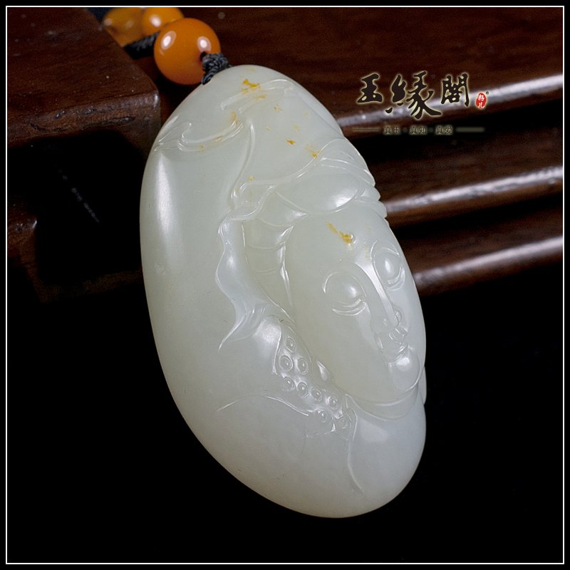 白玉籽料挂件 花开见佛