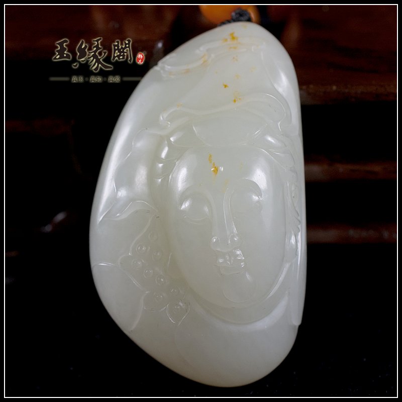 白玉籽料挂件 花开见佛