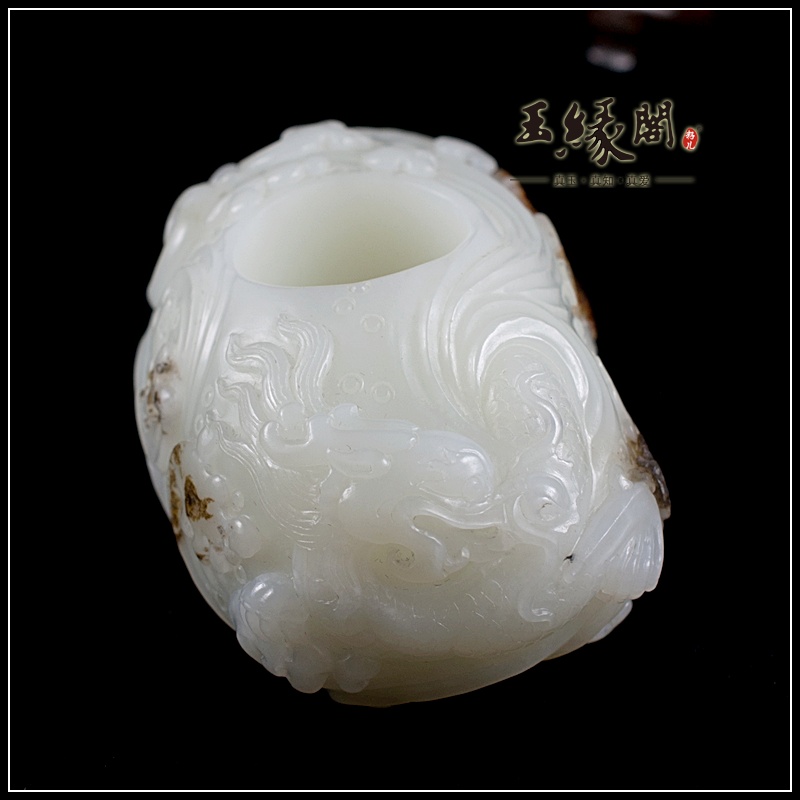 羊脂玉籽料扳指 龙凤呈祥