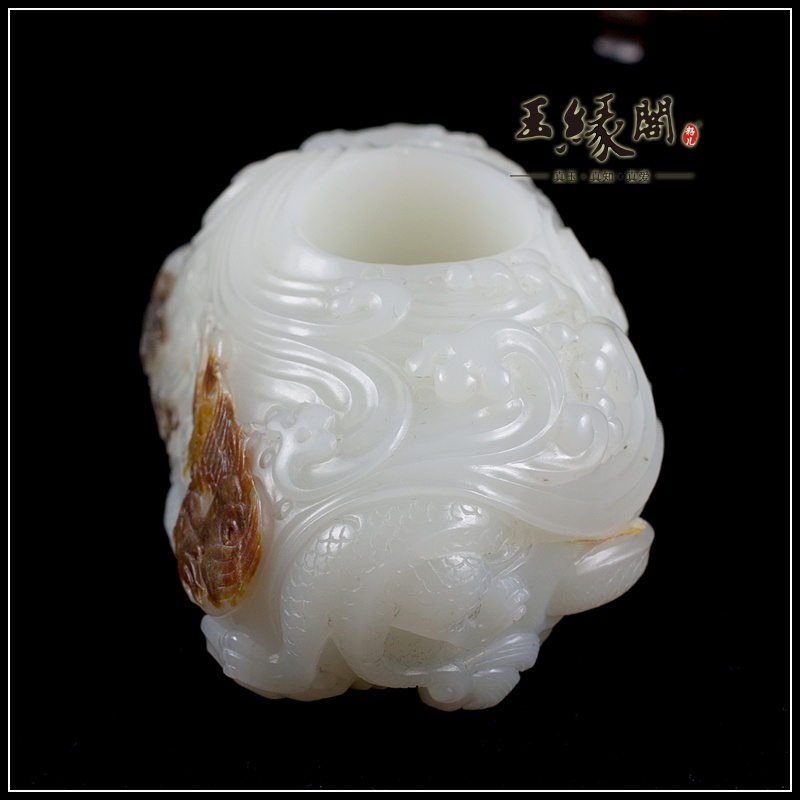 羊脂玉籽料扳指 龙凤呈祥