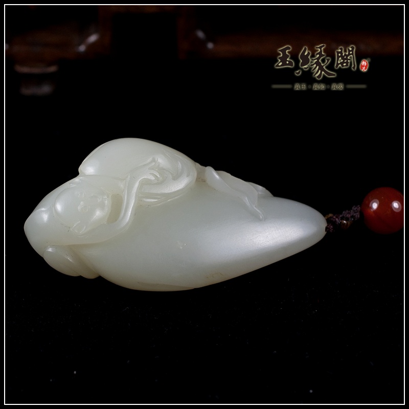 白玉籽料挂件 封侯拜寿