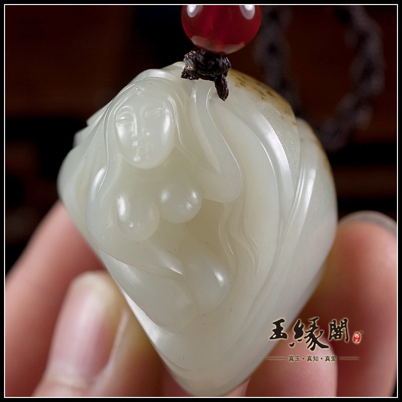 鹿皮籽料把件 螺女