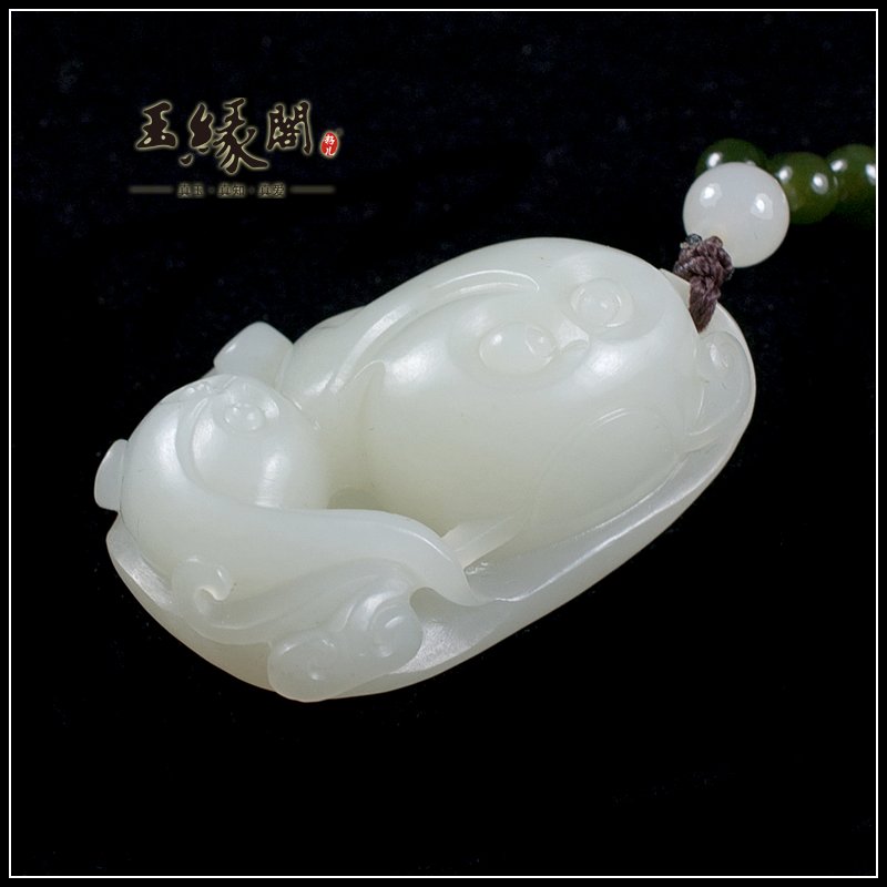 羊脂玉籽料挂件 母子情深