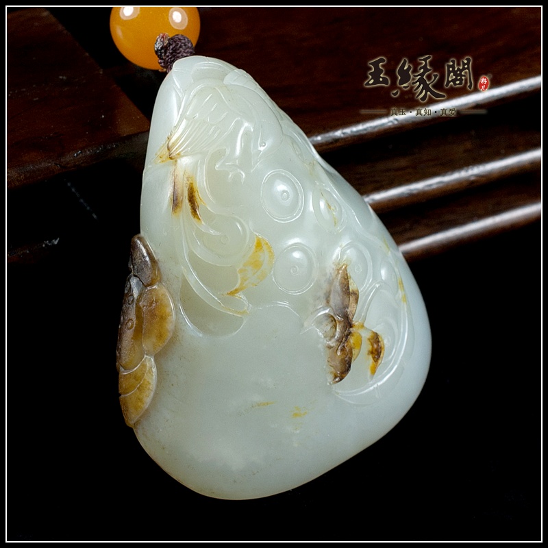 褐皮籽料把件 喜登连科