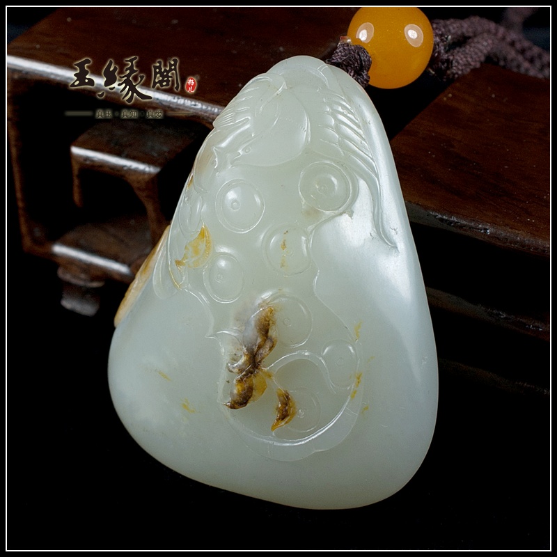 褐皮籽料把件 喜登连科