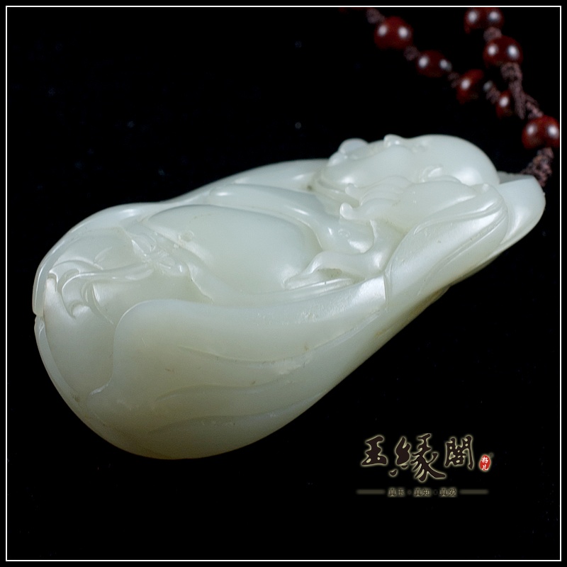白玉籽料把件 佛引福来