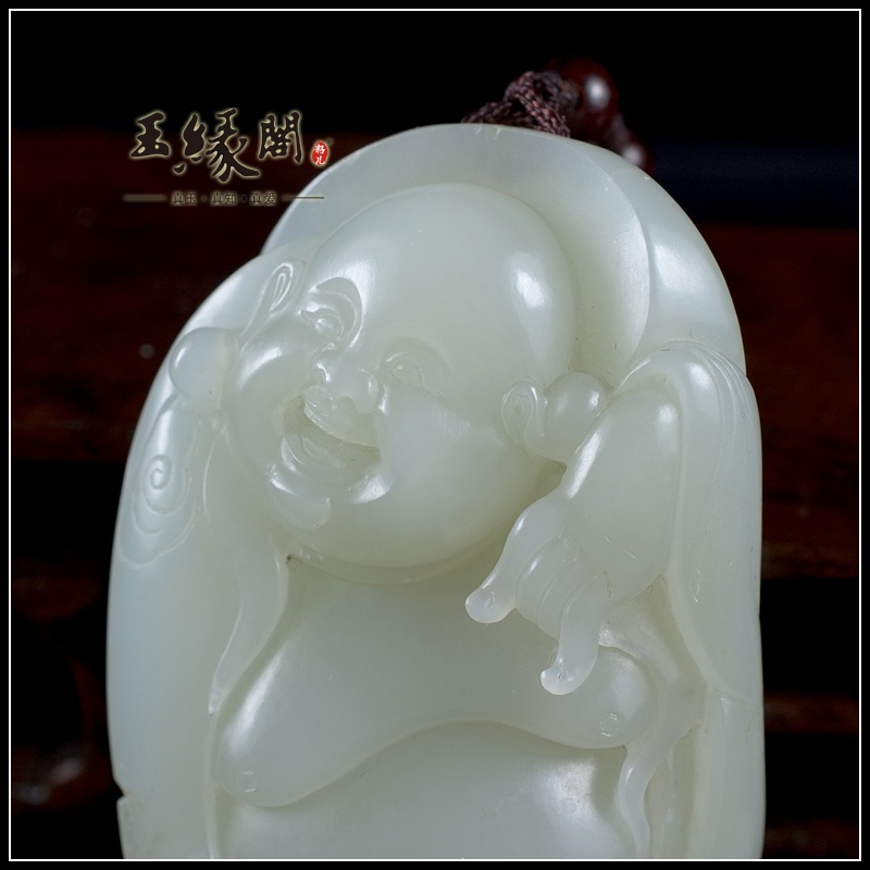 白玉籽料把件 佛引福来