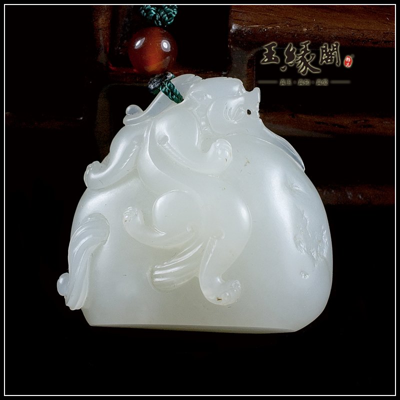 羊脂白玉籽料挂件 望子成龙