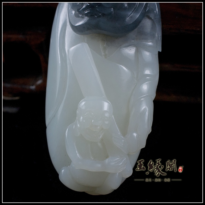 俏色墨玉籽料把件 钟馗