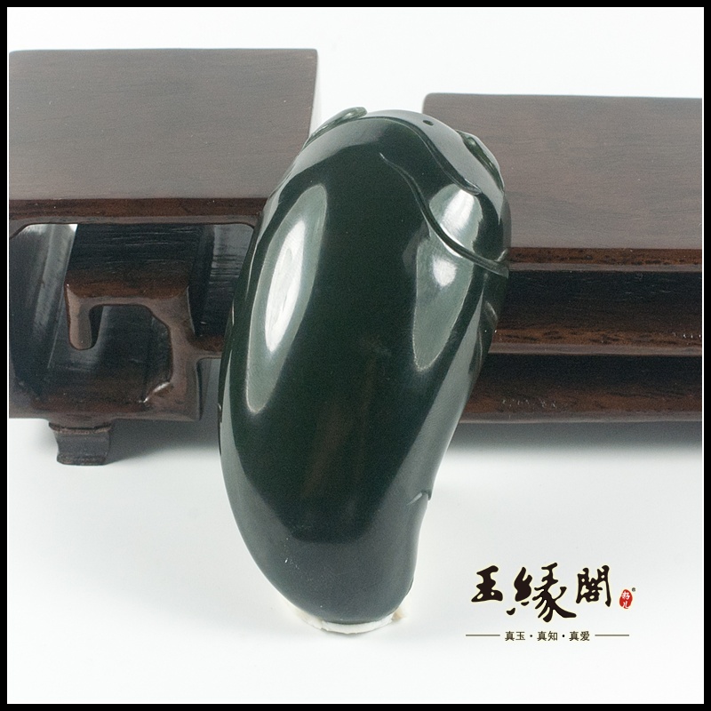 黑碧玉籽料把件 钟馗