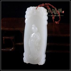 白玉籽料牌 仕女