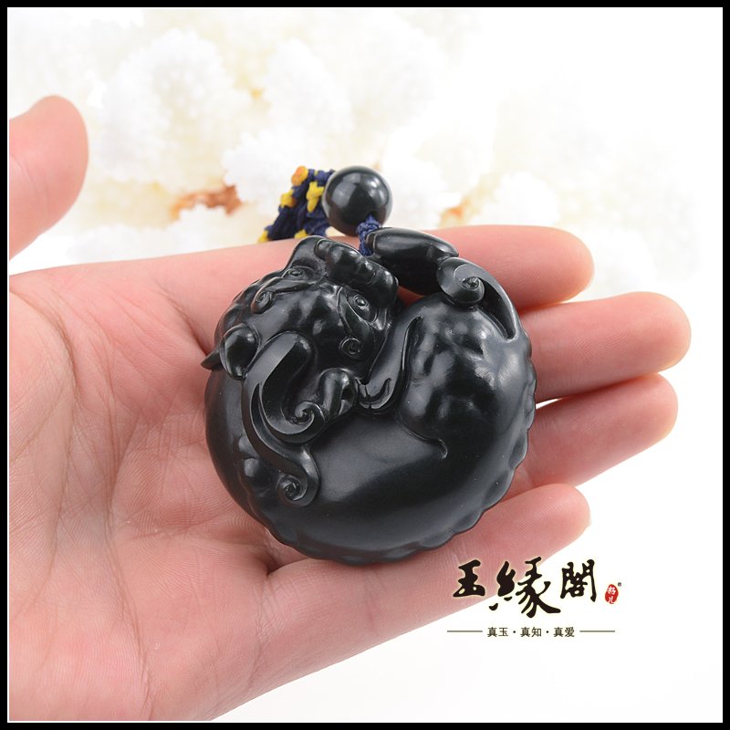 黑碧籽料把件 貔貅
