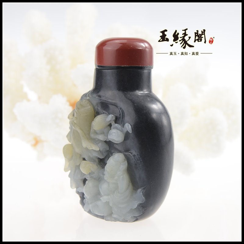 墨玉籽料摆件 鼻烟壶