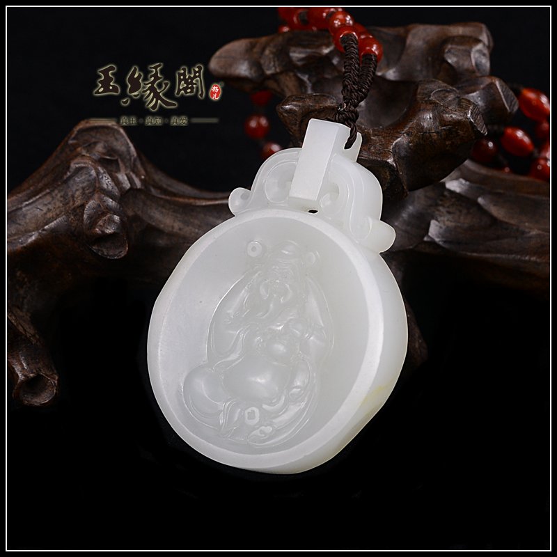 羊脂玉籽料牌 财神