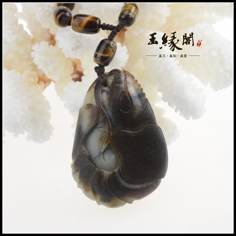 褐皮籽料把件 弯弯顺