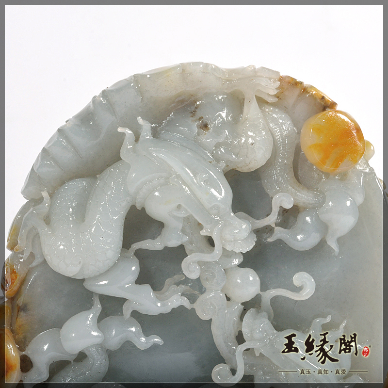 黄皮籽料摆件 双龙戏珠