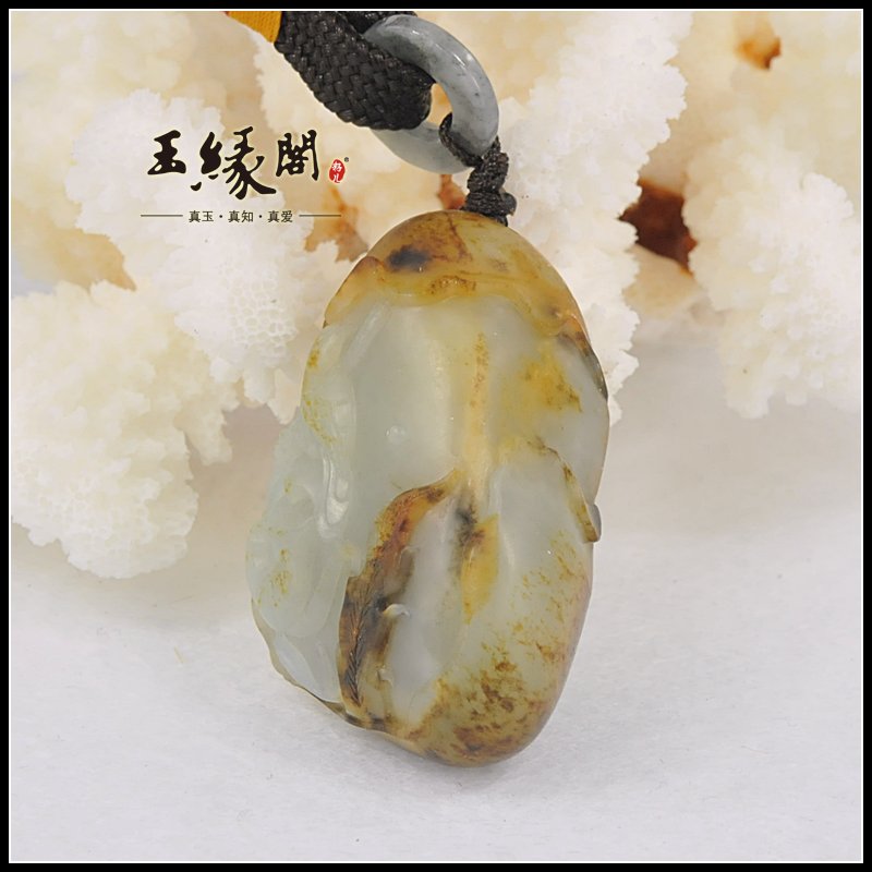 黄皮籽料把件 喜登连科