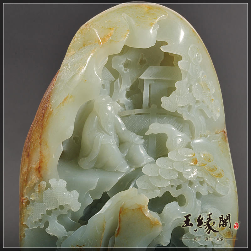 黄皮籽料摆件 羲之爱鹅