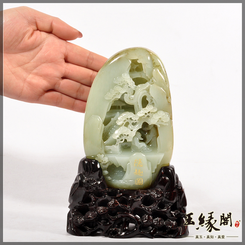 白玉籽料摆件 隐趣图摆件