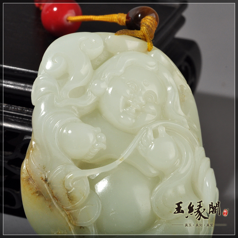 白玉籽料把件 刘海洒钱