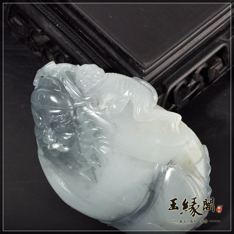 墨玉青花籽料把件 钟馗赐福