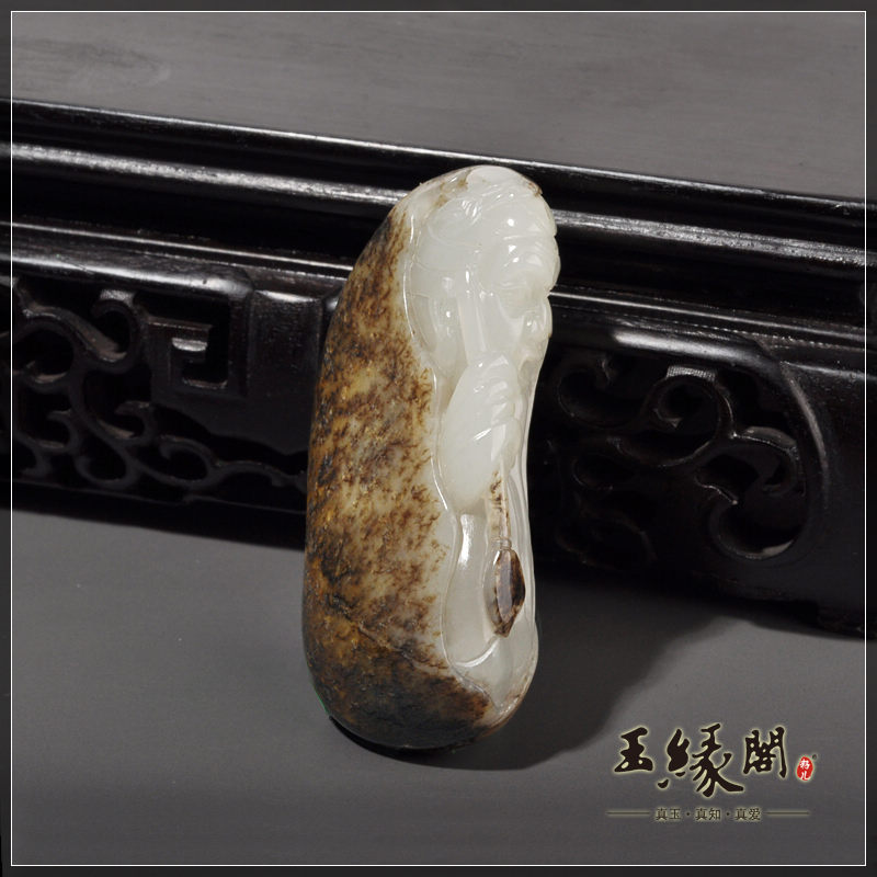 黑皮籽料把件 妙笔生花