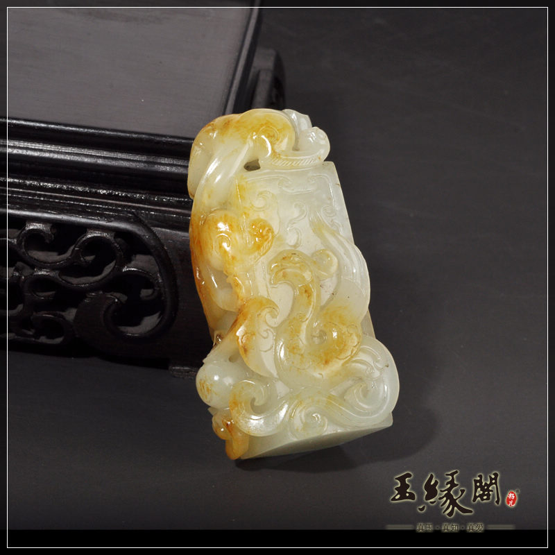黄皮籽料印章 龙凤呈祥