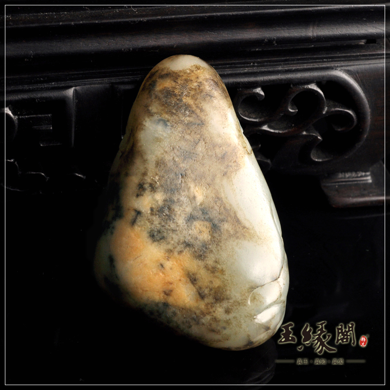 褐皮籽料把件 花开富贵