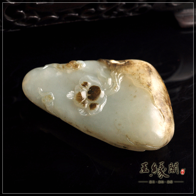 褐皮籽料把件 花开富贵