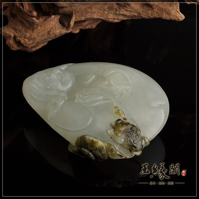 鹿皮籽料把件 刘海戏金蟾