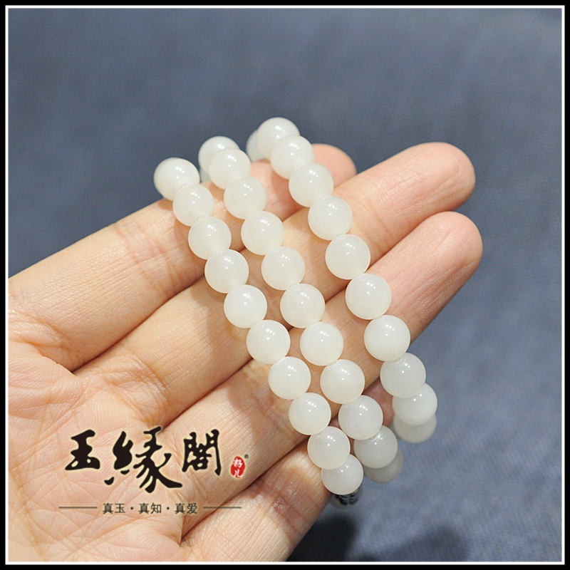羊脂玉素珠项链