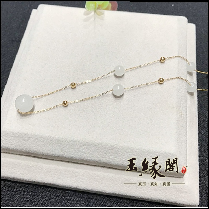 18K金镶羊脂项链