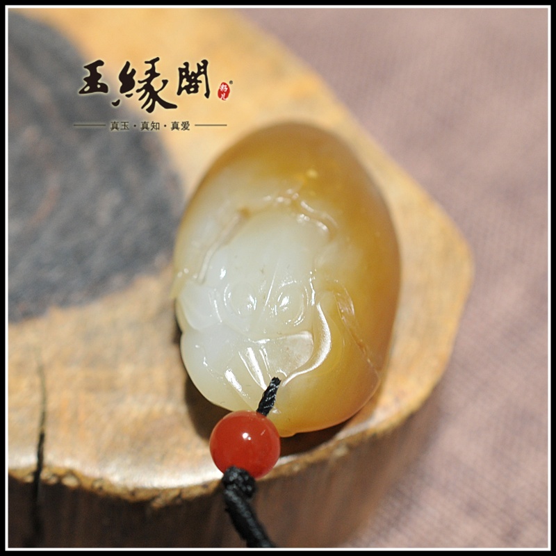 糖白玉挂件 母子情深