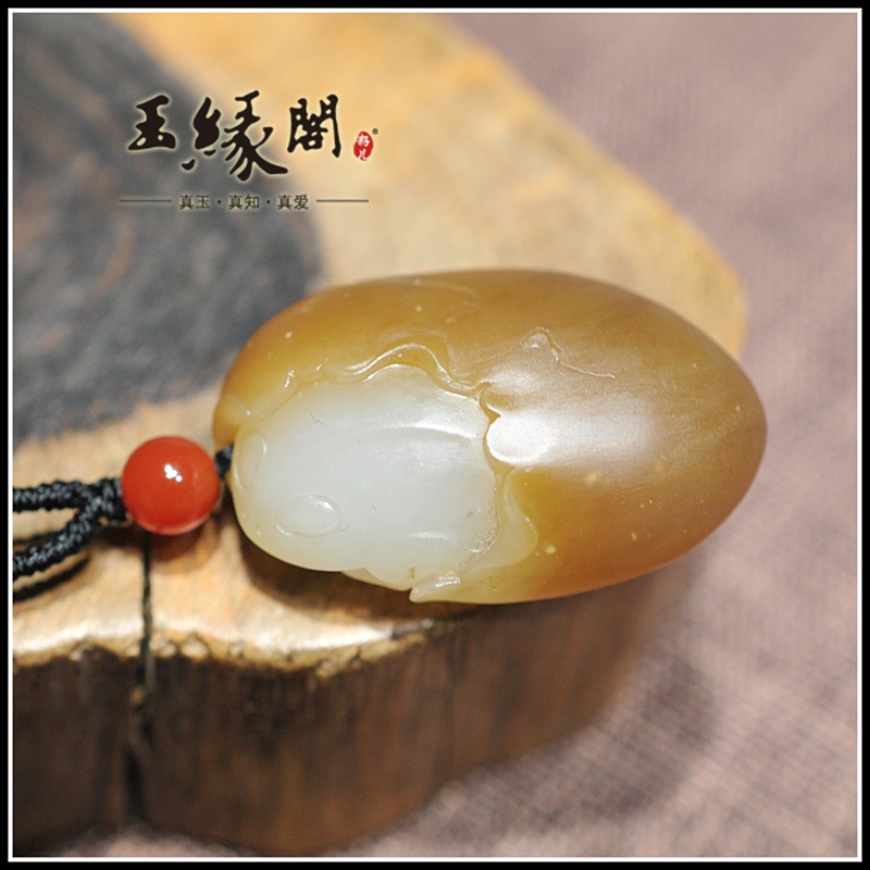 糖白玉挂件 母子情深