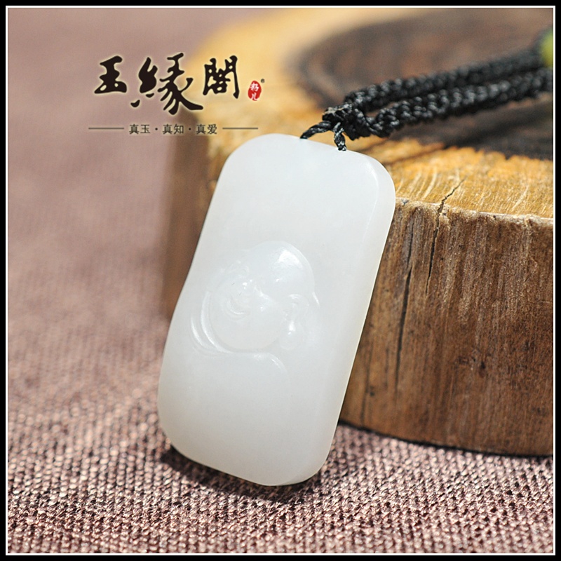 羊脂白玉牌 佛