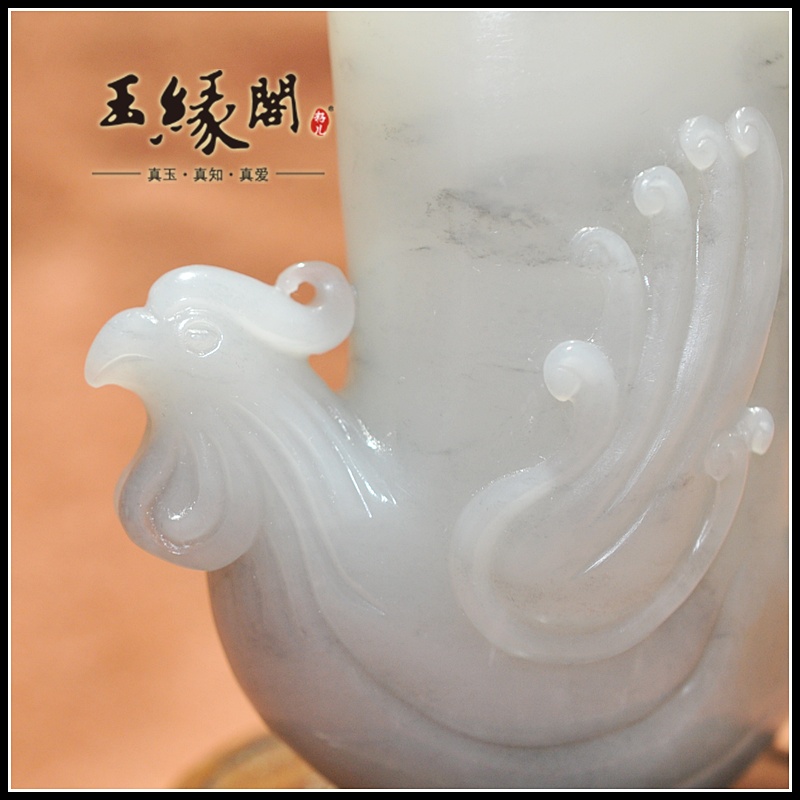 和田玉籽料摆件 凤头角杯