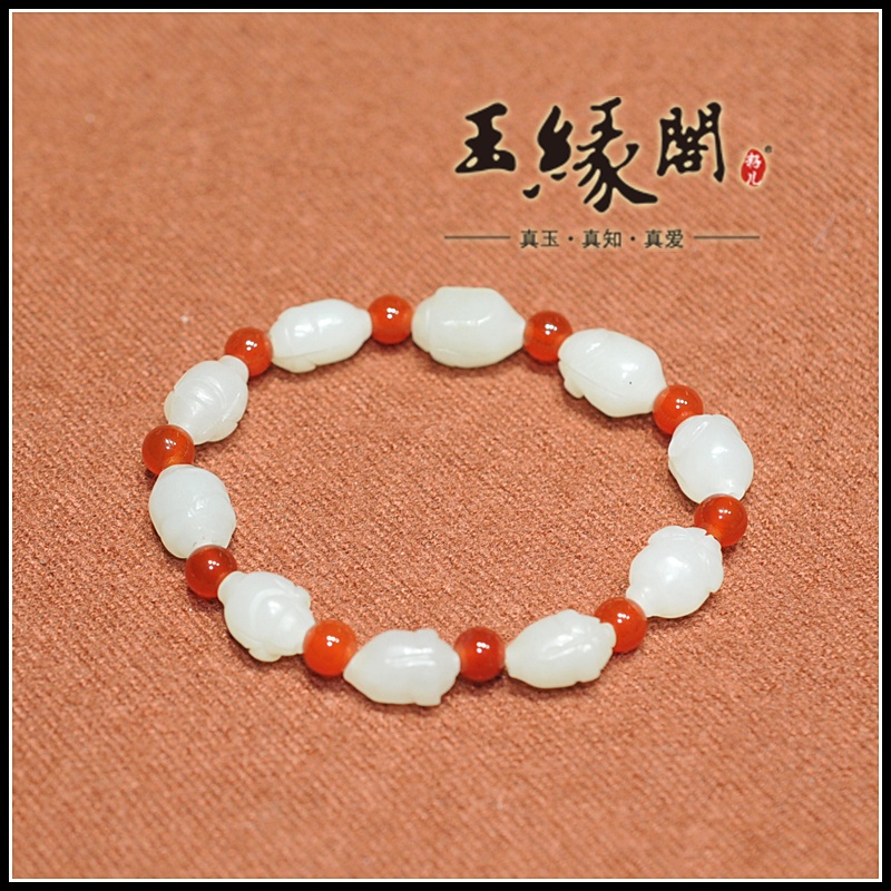 白玉籽手链 玉兰花