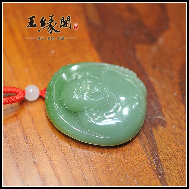 和田玉碧玉 弥勒佛挂件