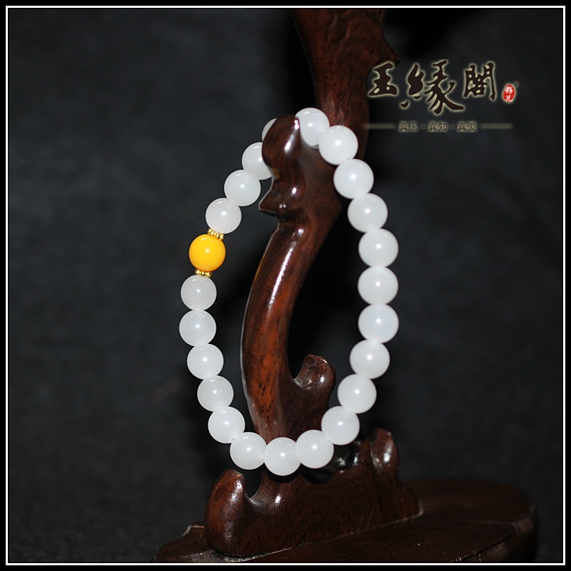 和田玉白玉手链/手串（8mm）
