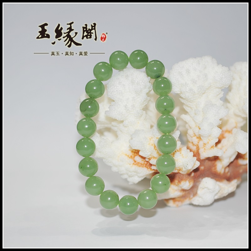 和田玉苹果绿手链/手串（10mm）