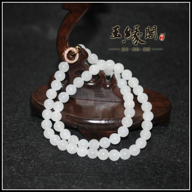 和田玉白玉项链(8mm)