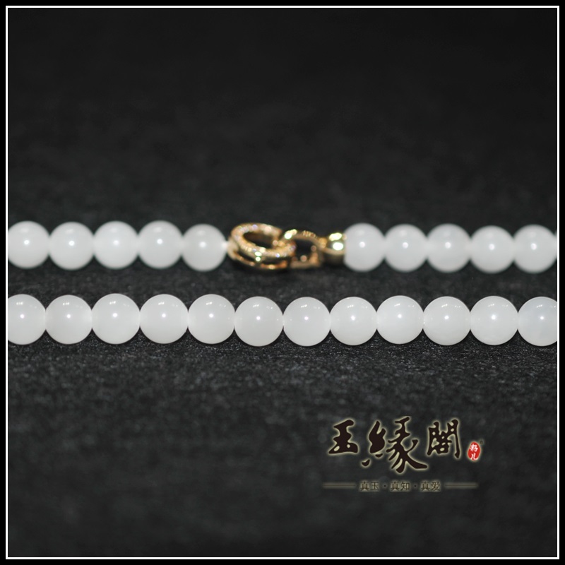 和田玉白玉项链（8mm）