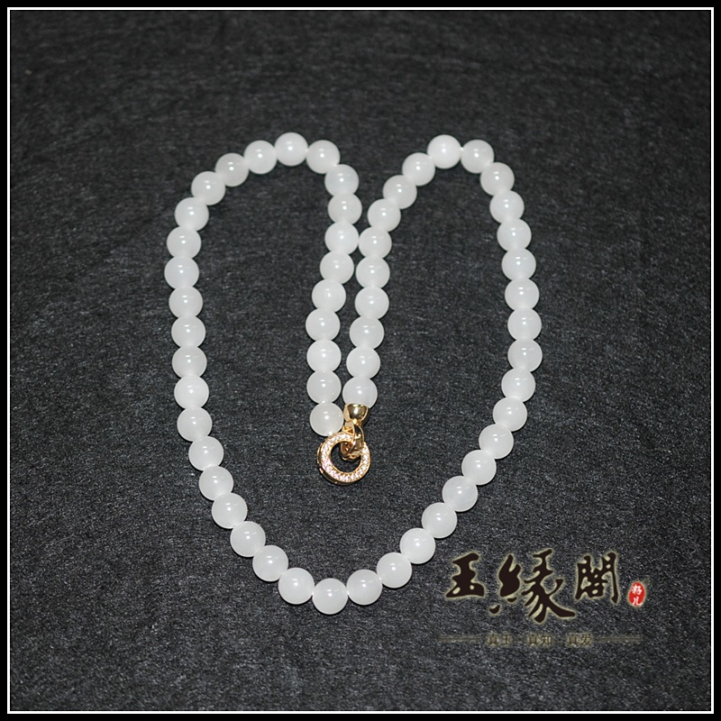 和田玉白玉项链（8mm）