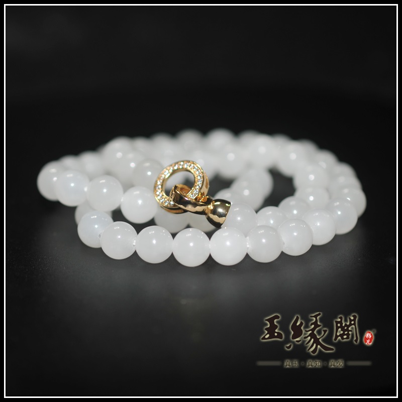 和田玉白玉项链（8mm）