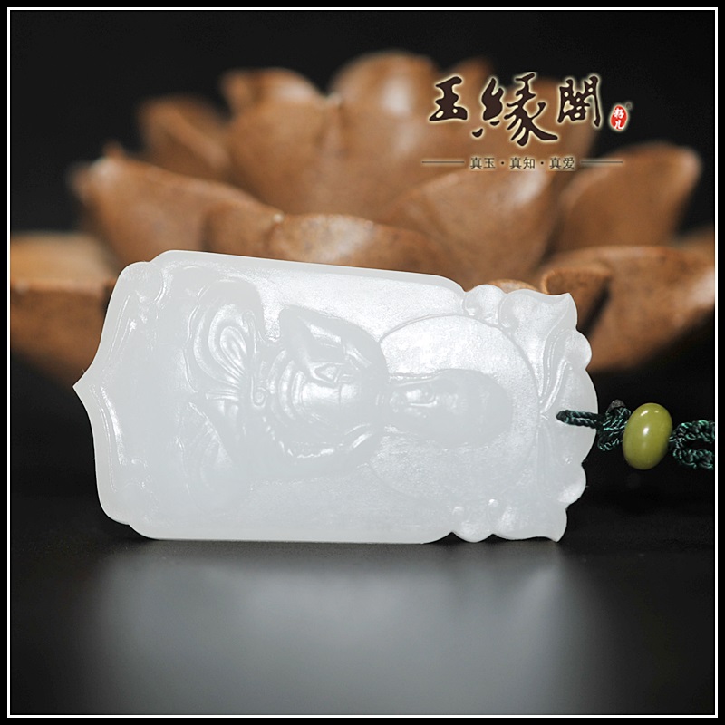 和田玉羊脂白玉观音牌